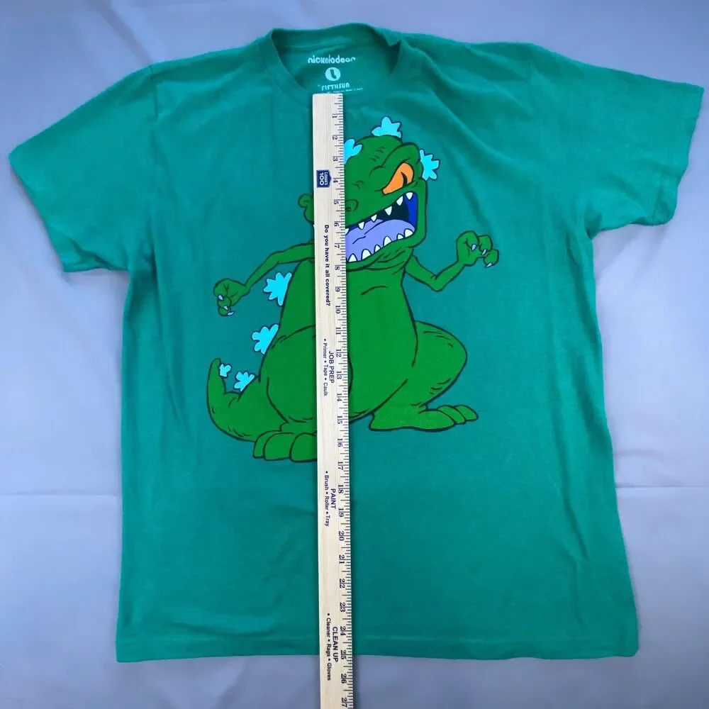 Nickelodeon Rugrats Reptar Graphic T-Shirt Green Men Size L Short Sleeve Tee